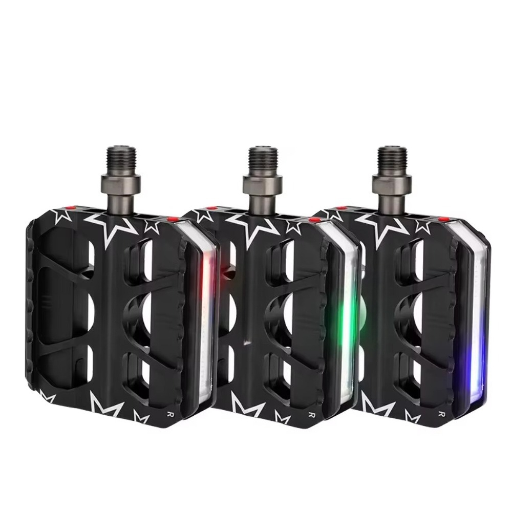 Mountain Biking Lights - LED 안전등이 장착된 3베어링 MTB 페달,