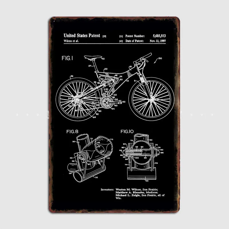 산악 자전거 특허 발명가 화이트 레트로 포스터 금속 간 - Mountain Biking Europe 리뷰 및 가격