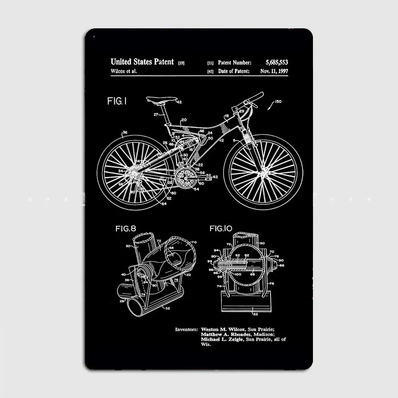 산악 자전거 특허 발명가 화이트 레트로 포스터 금속 간 - Mountain Biking Europe 리뷰 및 가격