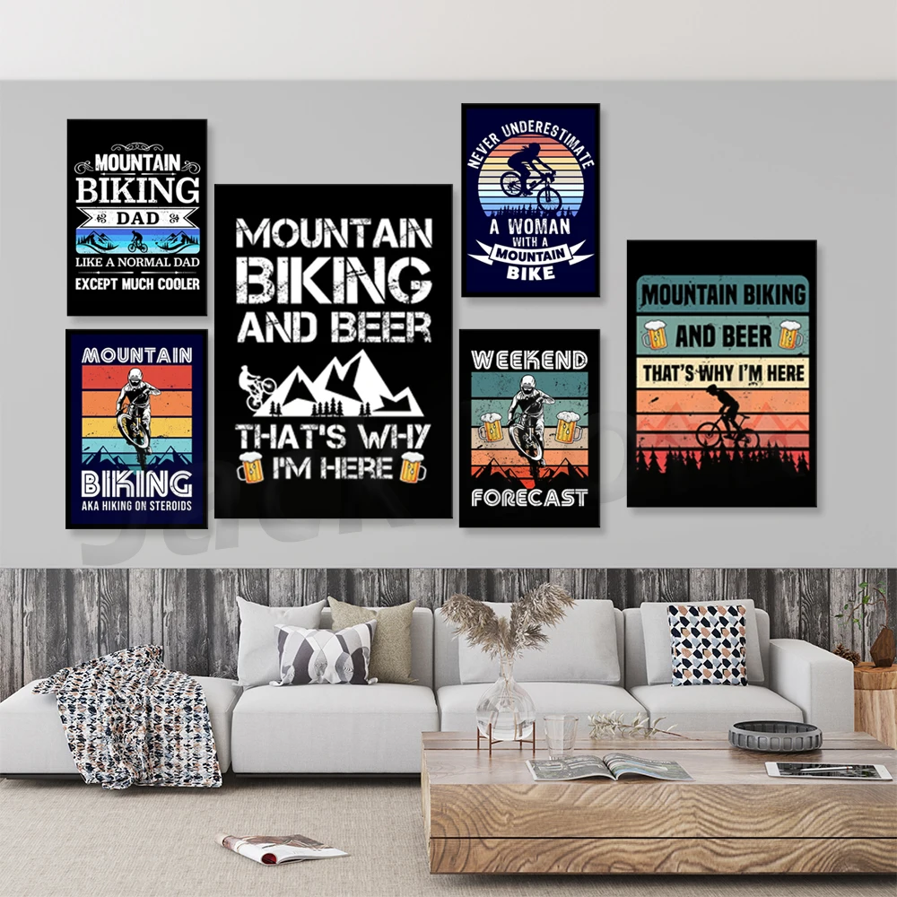 산악 자전거 인쇄 캔버스 회화 레트로 여행 포스터 야외 - Mountain Biking Europe 리뷰 및 가격
